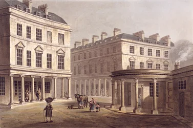 Pohled na Cross Bath, Bath Street, z knihy "Bath Illustrated by a Series of Views", vyryl John Hill (1770-1850), vyd. William Miller, 1804 (akvatinta)